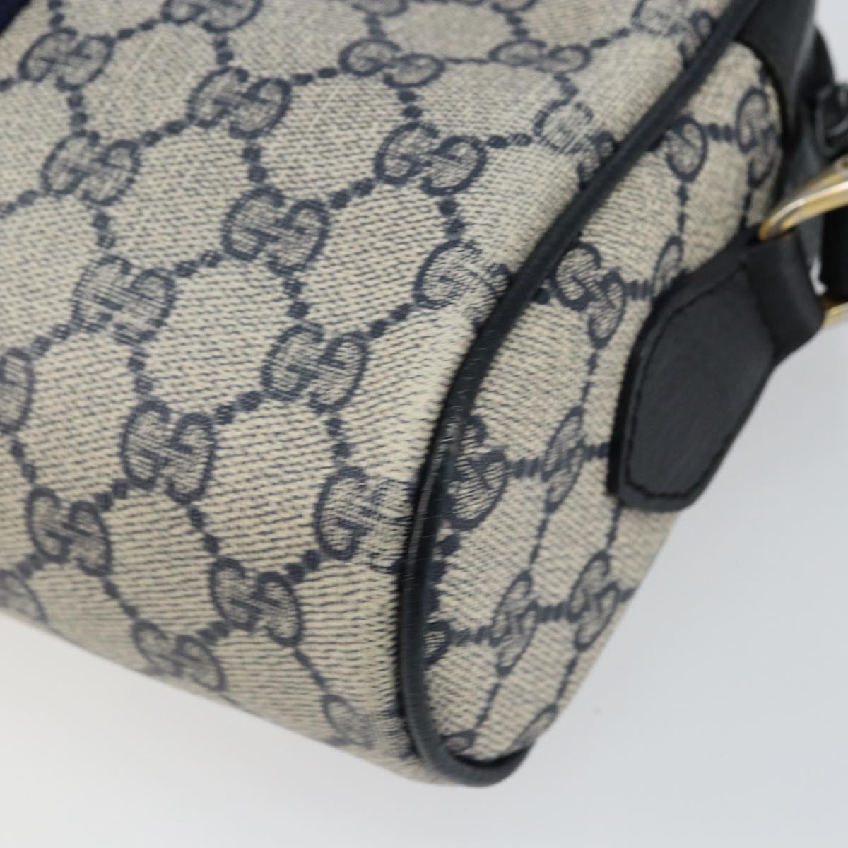 GUCCI GG Supreme Sherry Line Shoulder Bag PVC Navy Gold 72 001 3654 Auth 143492