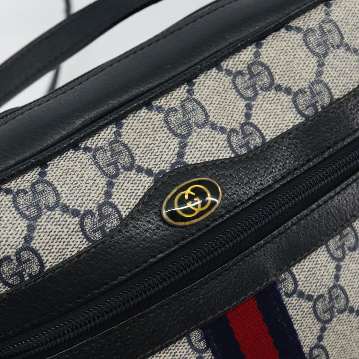 GUCCI GG Supreme Sherry Line Shoulder Bag PVC Navy Gold 72 001 3654 Auth 143492