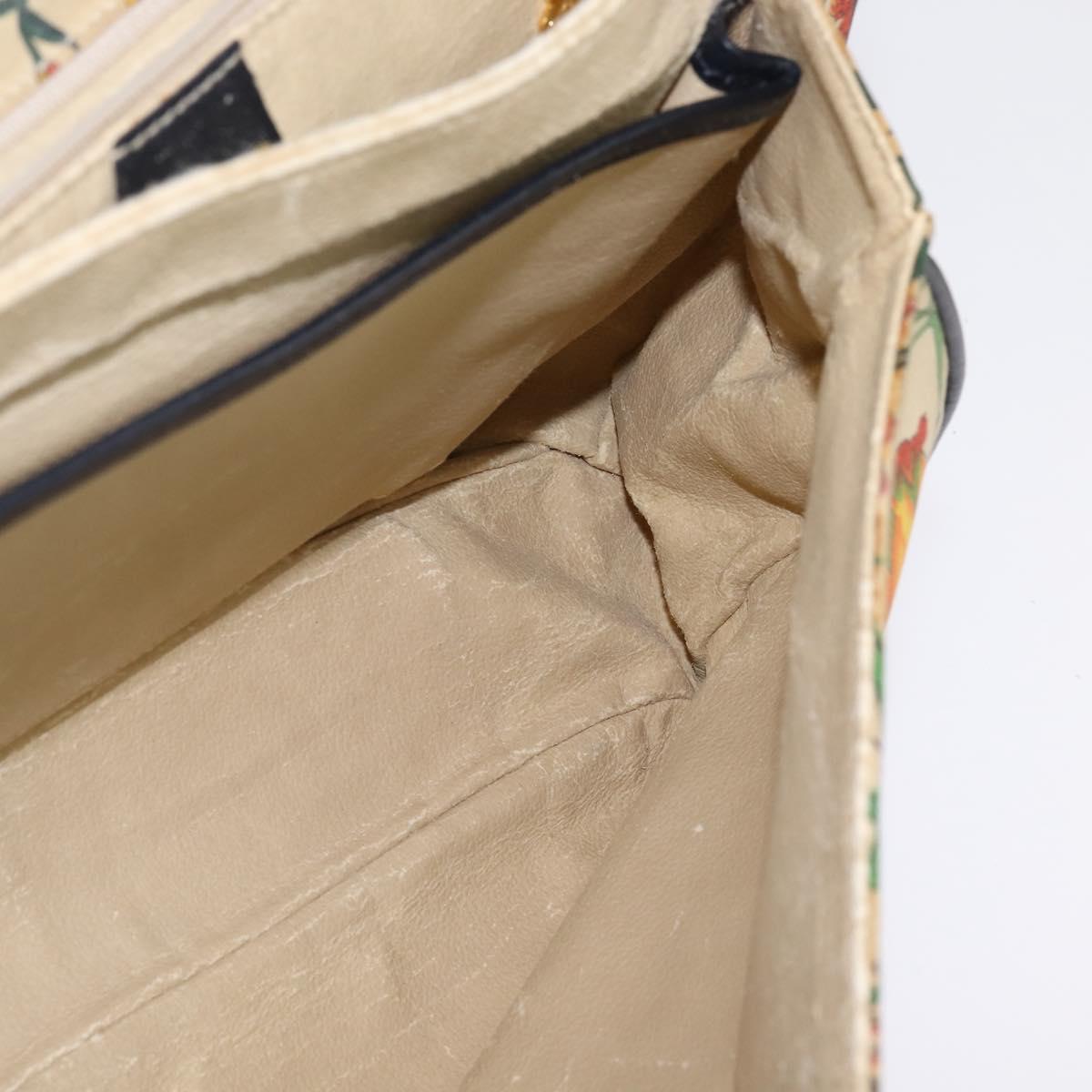 GUCCI Flora Shoulder Bag Canvas Beige Gold Auth 143493