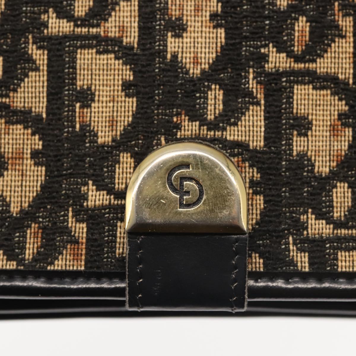 Christian Dior Trotter Canvas Shoulder Bag Navy Gold Auth 143495