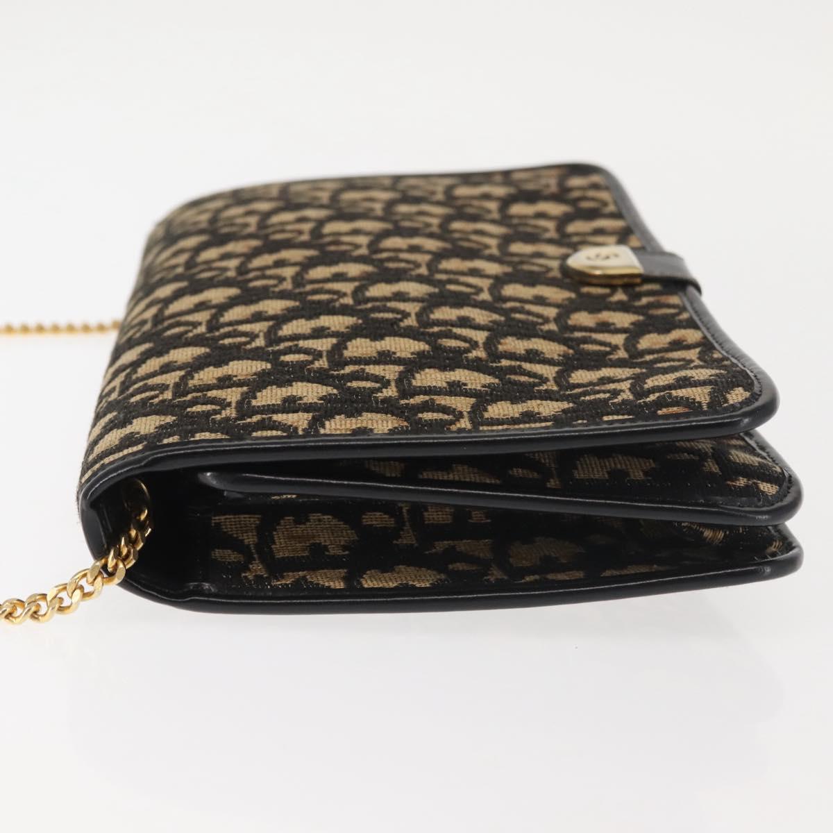 Christian Dior Trotter Canvas Shoulder Bag Navy Gold Auth 143495