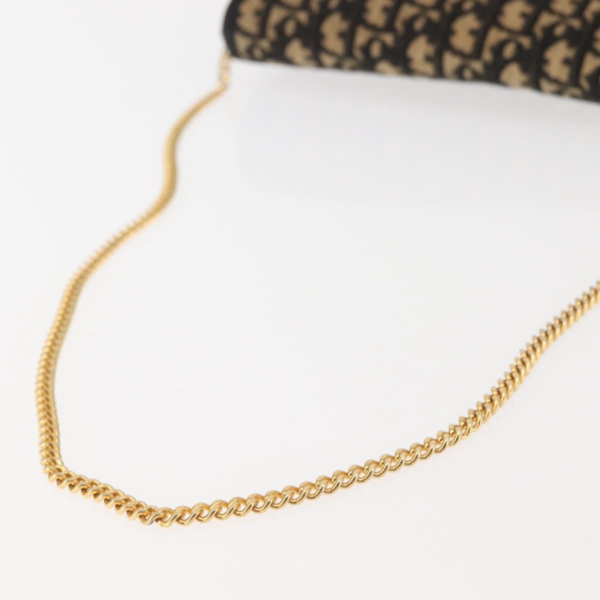 Christian Dior Trotter Canvas Shoulder Bag Navy Gold Auth 143495