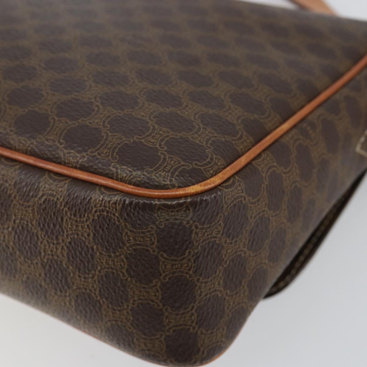 CELINE Macadam Canvas Shoulder Bag PVC Leather Brown Gold Auth 143496