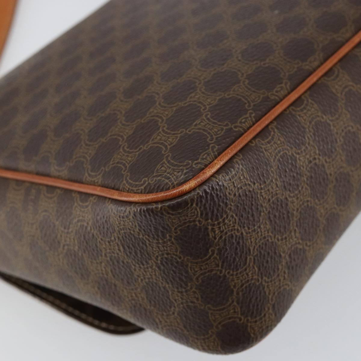 CELINE Macadam Canvas Shoulder Bag PVC Leather Brown Gold Auth 143496