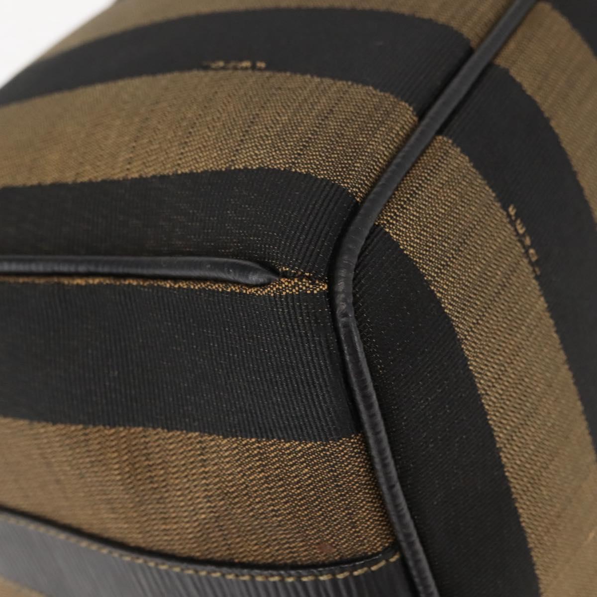 FENDI Pecan Canvas Vanity Pouch PVC Black Brown Auth 143498