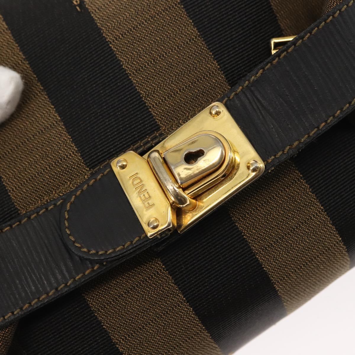 FENDI Pecan Canvas Vanity Pouch PVC Black Brown Auth 143498