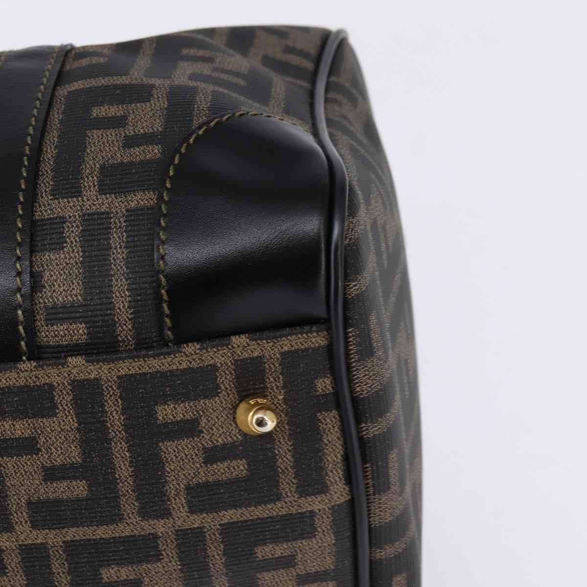 FENDI Zucca Canvas Boston Bag PVC Black Brown Auth 143499