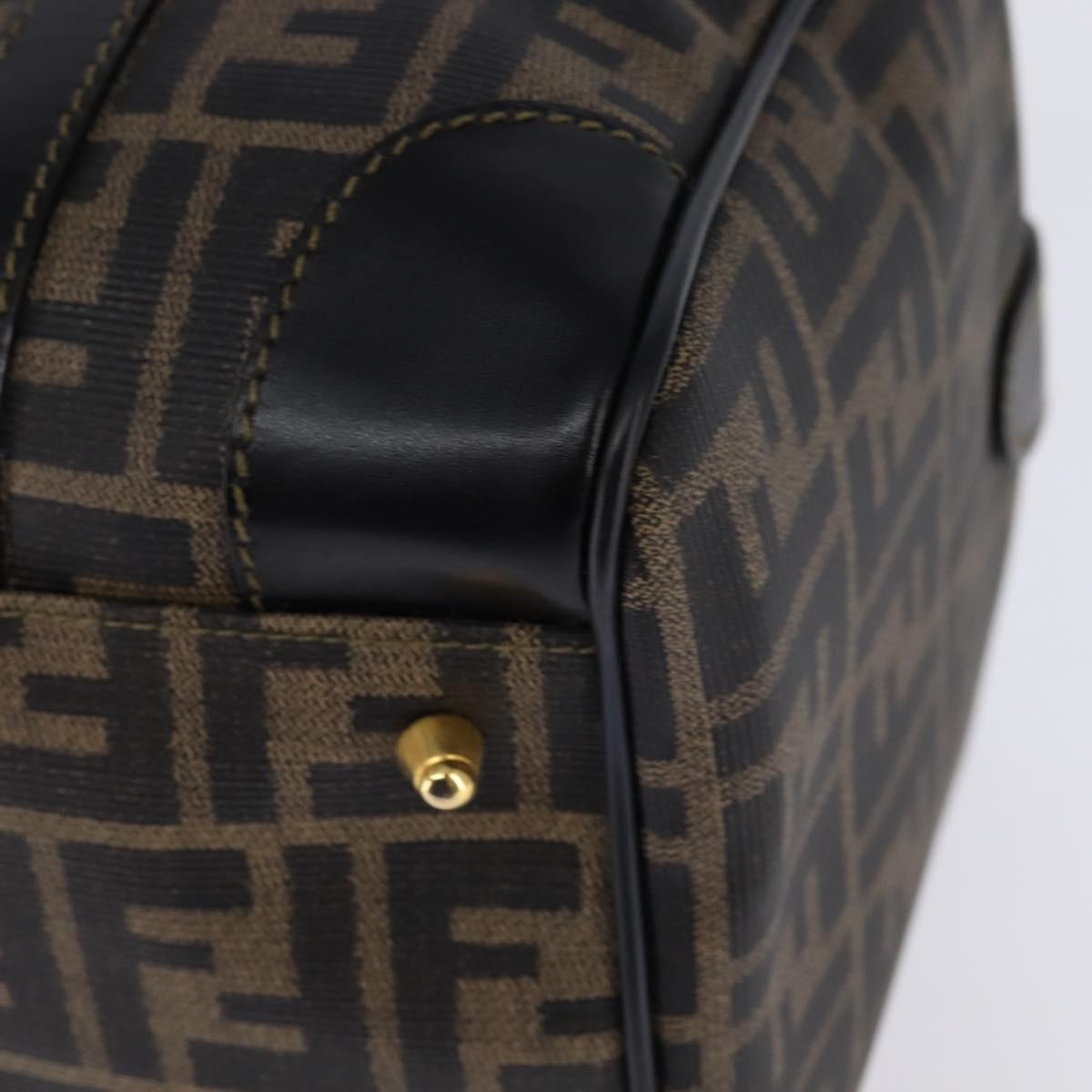 FENDI Zucca Canvas Boston Bag PVC Black Brown Auth 143499