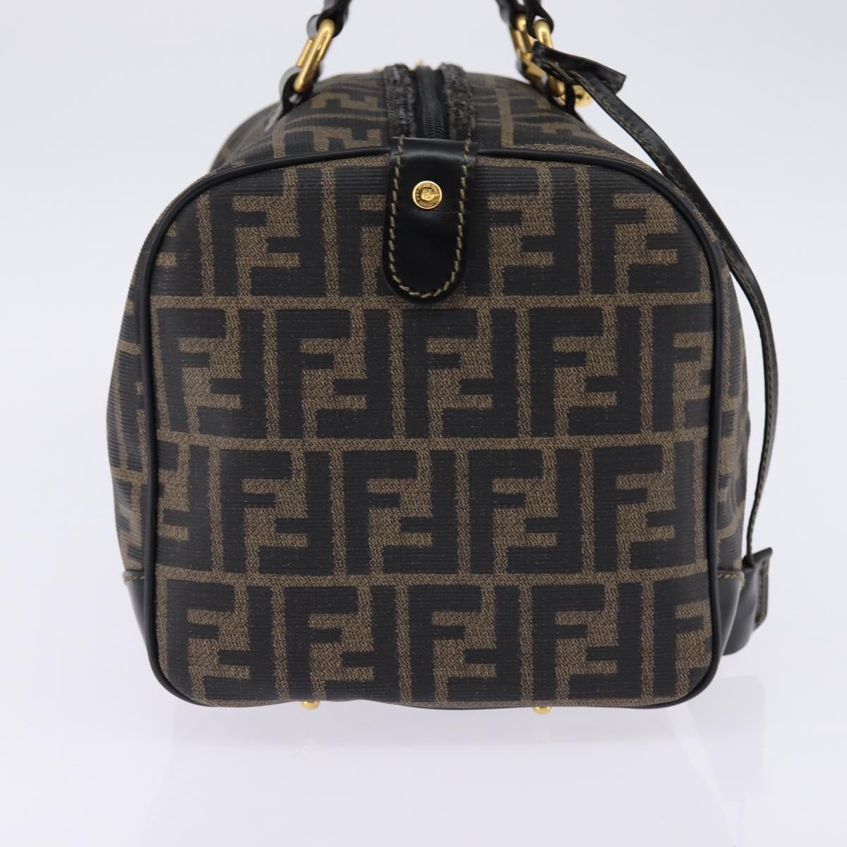 FENDI Zucca Canvas Boston Bag PVC Black Brown Auth 143499