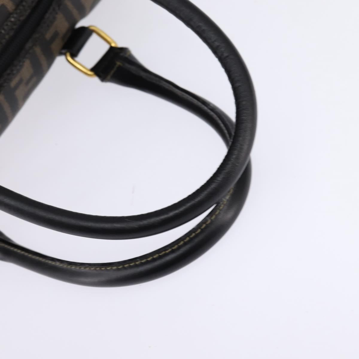 FENDI Zucca Canvas Boston Bag PVC Black Brown Auth 143499