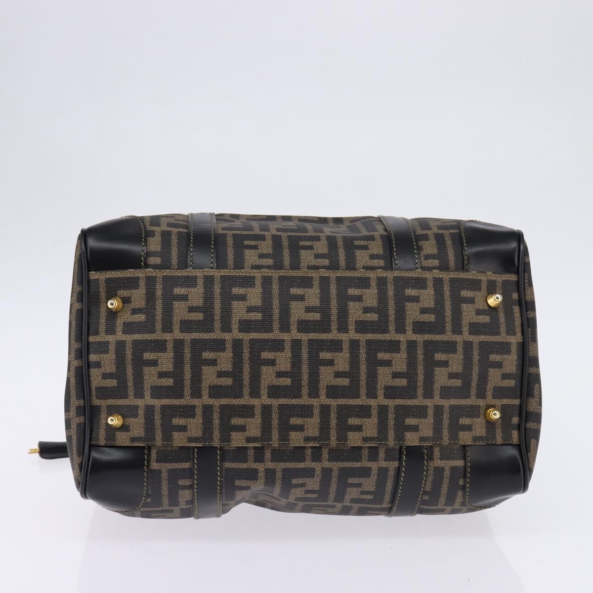 FENDI Zucca Canvas Boston Bag PVC Black Brown Auth 143499
