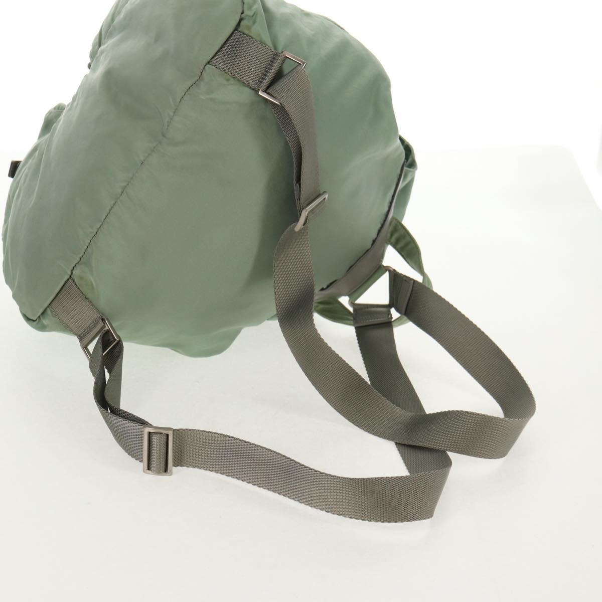 PRADA Backpack Nylon Green Silver Auth 143502
