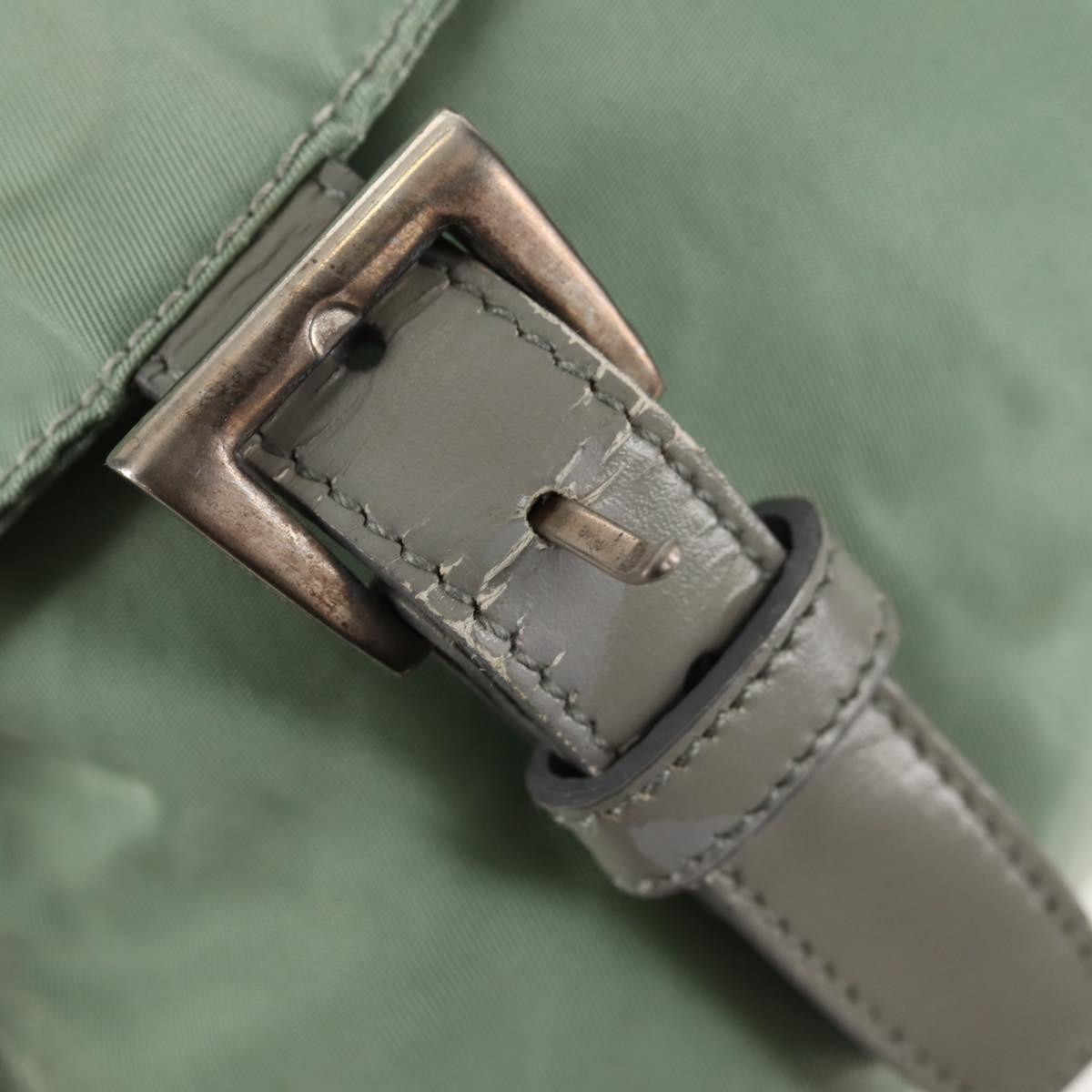 PRADA Backpack Nylon Green Silver Auth 143502