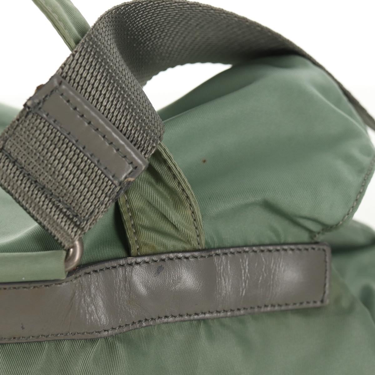 PRADA Backpack Nylon Green Silver Auth 143502