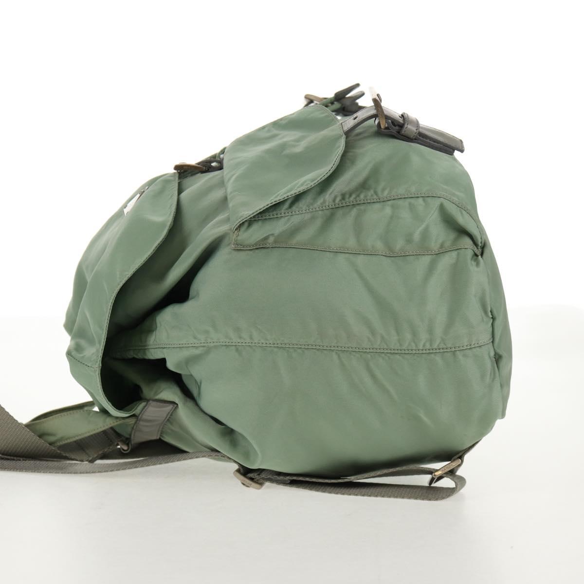 PRADA Backpack Nylon Green Silver Auth 143502