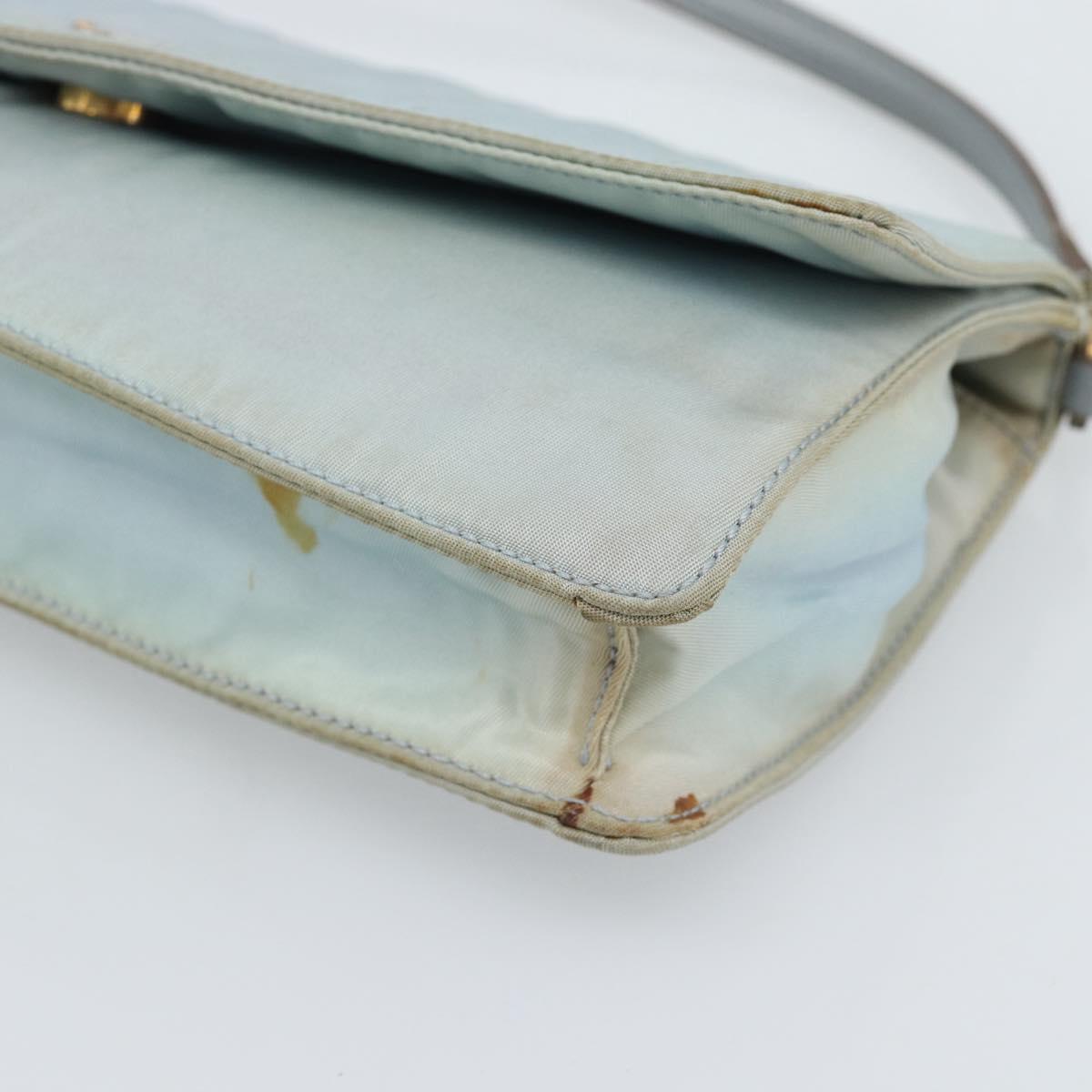 PRADA Shoulder Bag Nylon Light Blue Gold Auth 143505