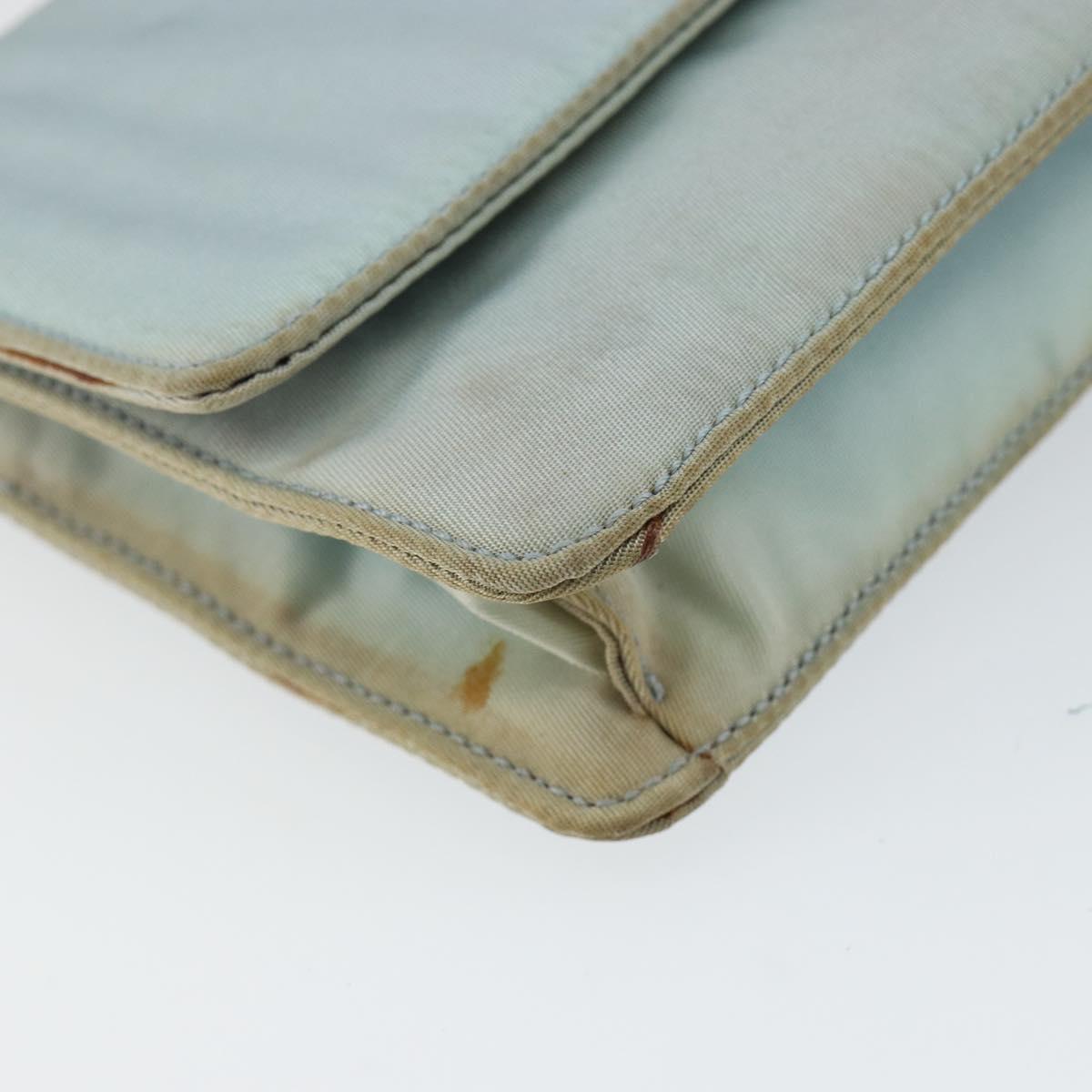 PRADA Shoulder Bag Nylon Light Blue Gold Auth 143505