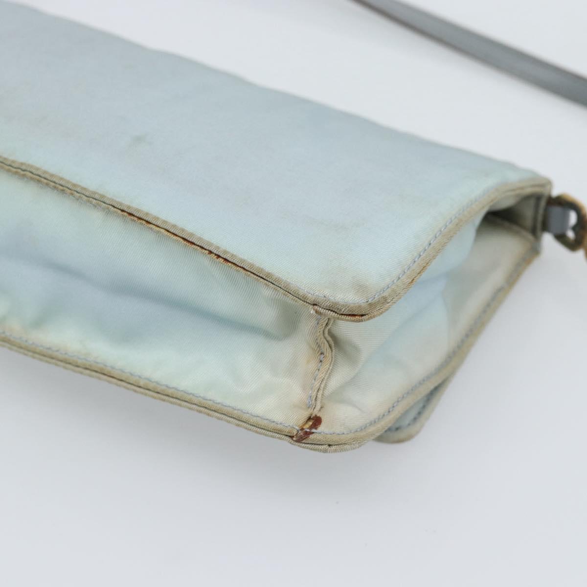 PRADA Shoulder Bag Nylon Light Blue Gold Auth 143505