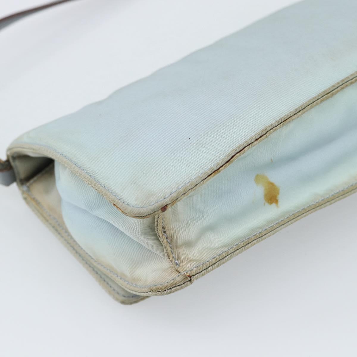 PRADA Shoulder Bag Nylon Light Blue Gold Auth 143505