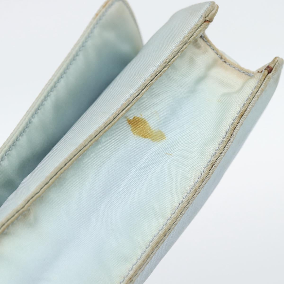 PRADA Shoulder Bag Nylon Light Blue Gold Auth 143505