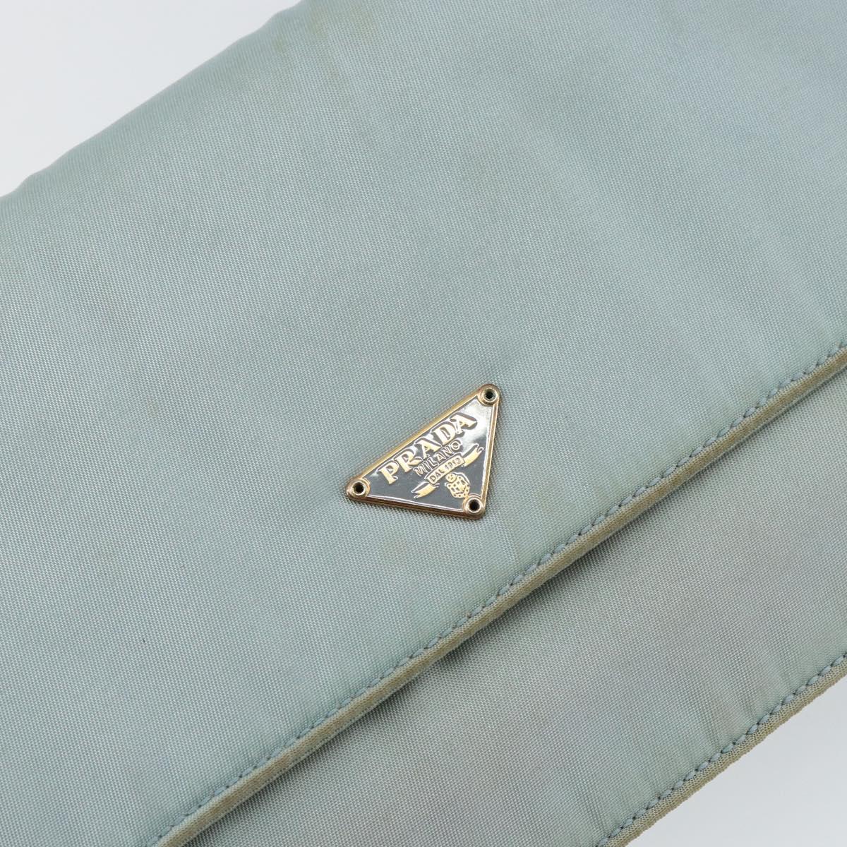 PRADA Shoulder Bag Nylon Light Blue Gold Auth 143505