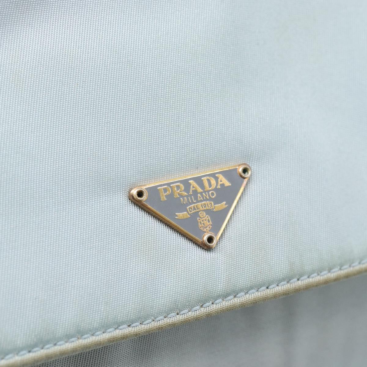 PRADA Shoulder Bag Nylon Light Blue Gold Auth 143505