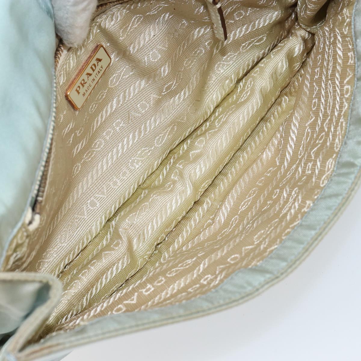PRADA Shoulder Bag Nylon Light Blue Gold Auth 143505
