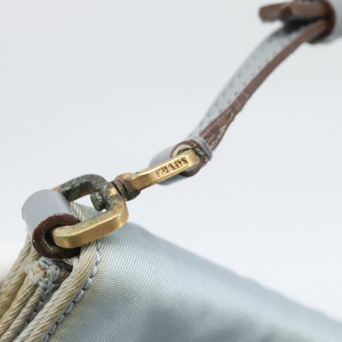 PRADA Shoulder Bag Nylon Light Blue Gold Auth 143505