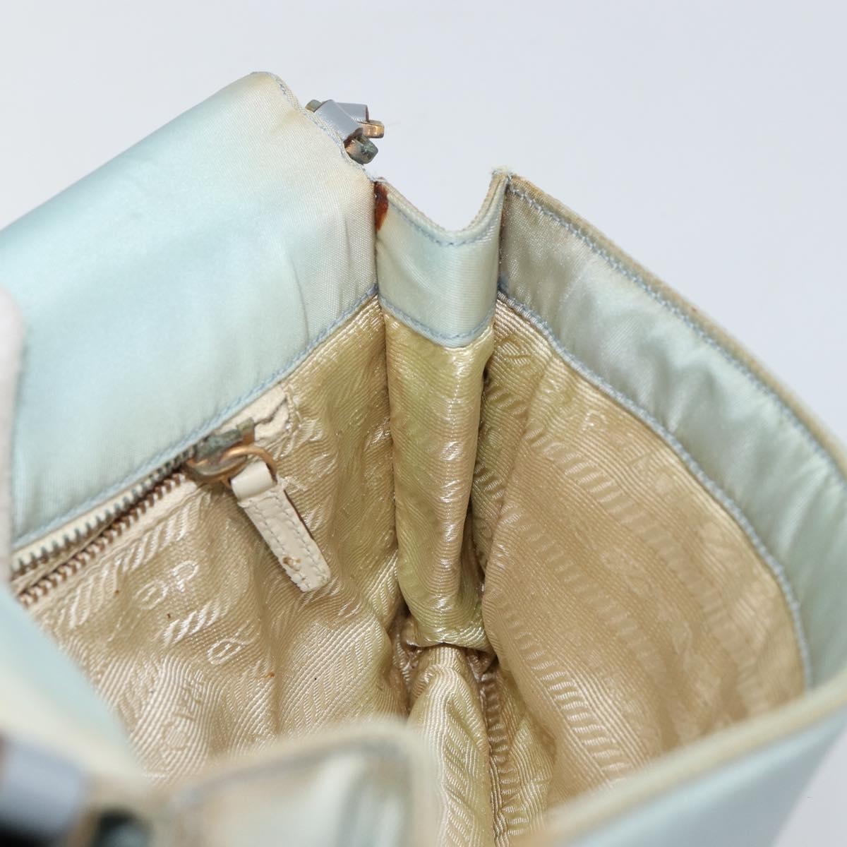 PRADA Shoulder Bag Nylon Light Blue Gold Auth 143505