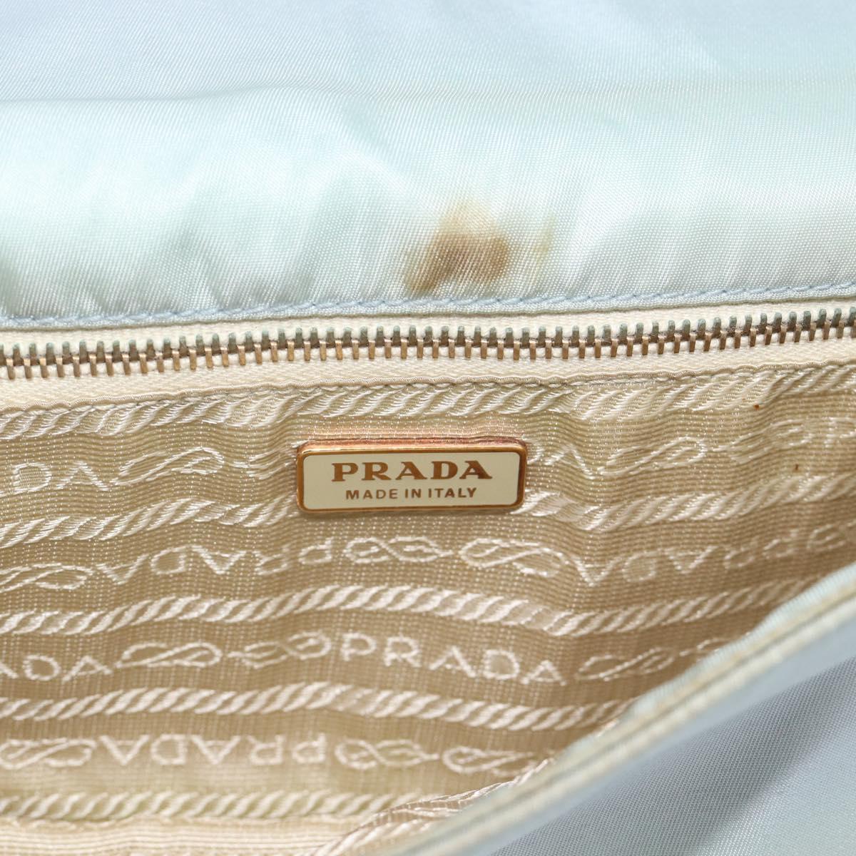 PRADA Shoulder Bag Nylon Light Blue Gold Auth 143505