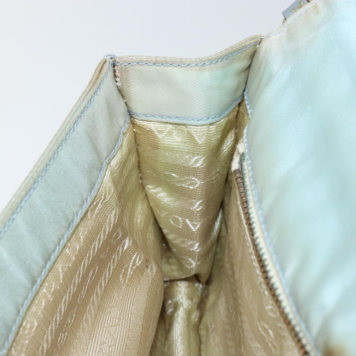 PRADA Shoulder Bag Nylon Light Blue Gold Auth 143505