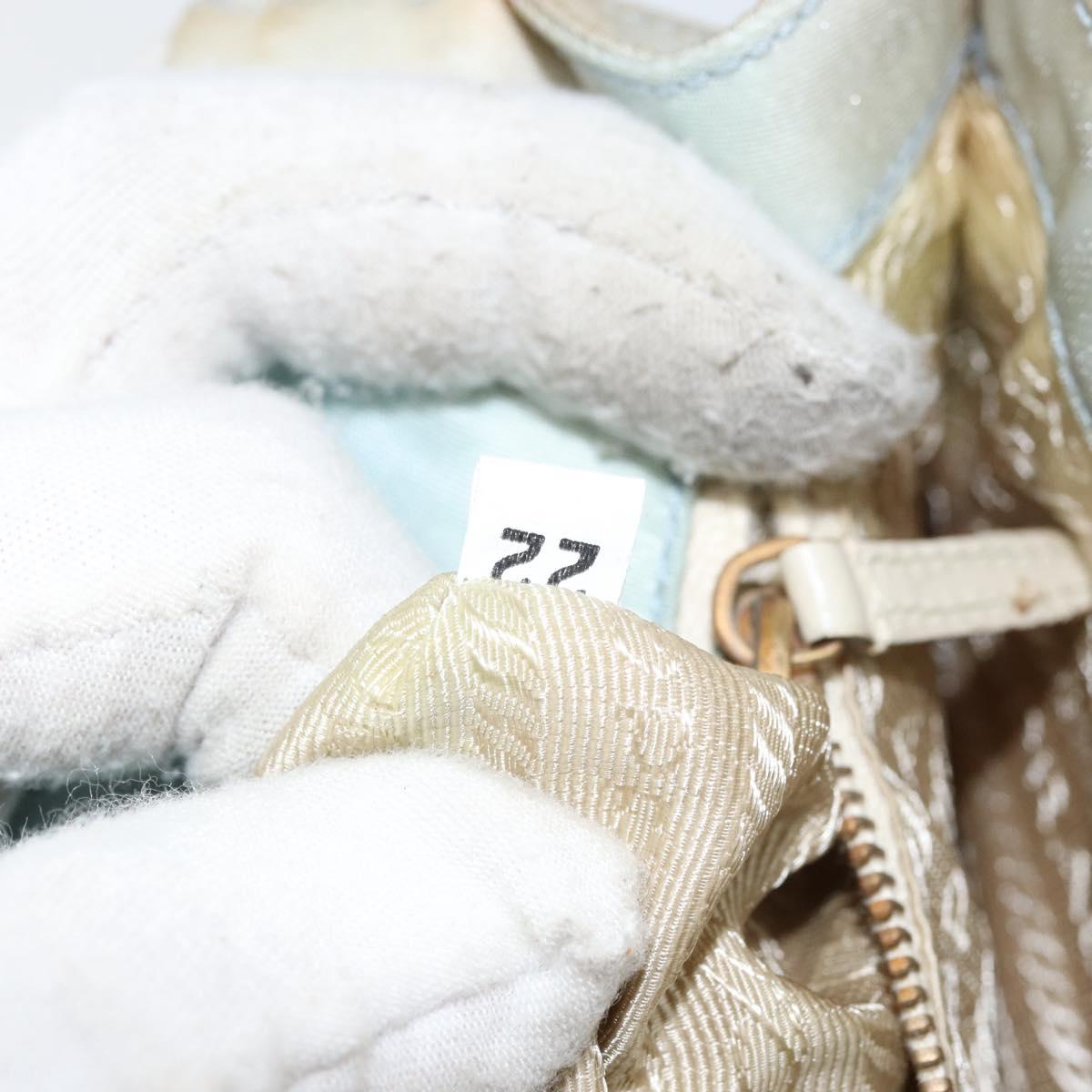 PRADA Shoulder Bag Nylon Light Blue Gold Auth 143505