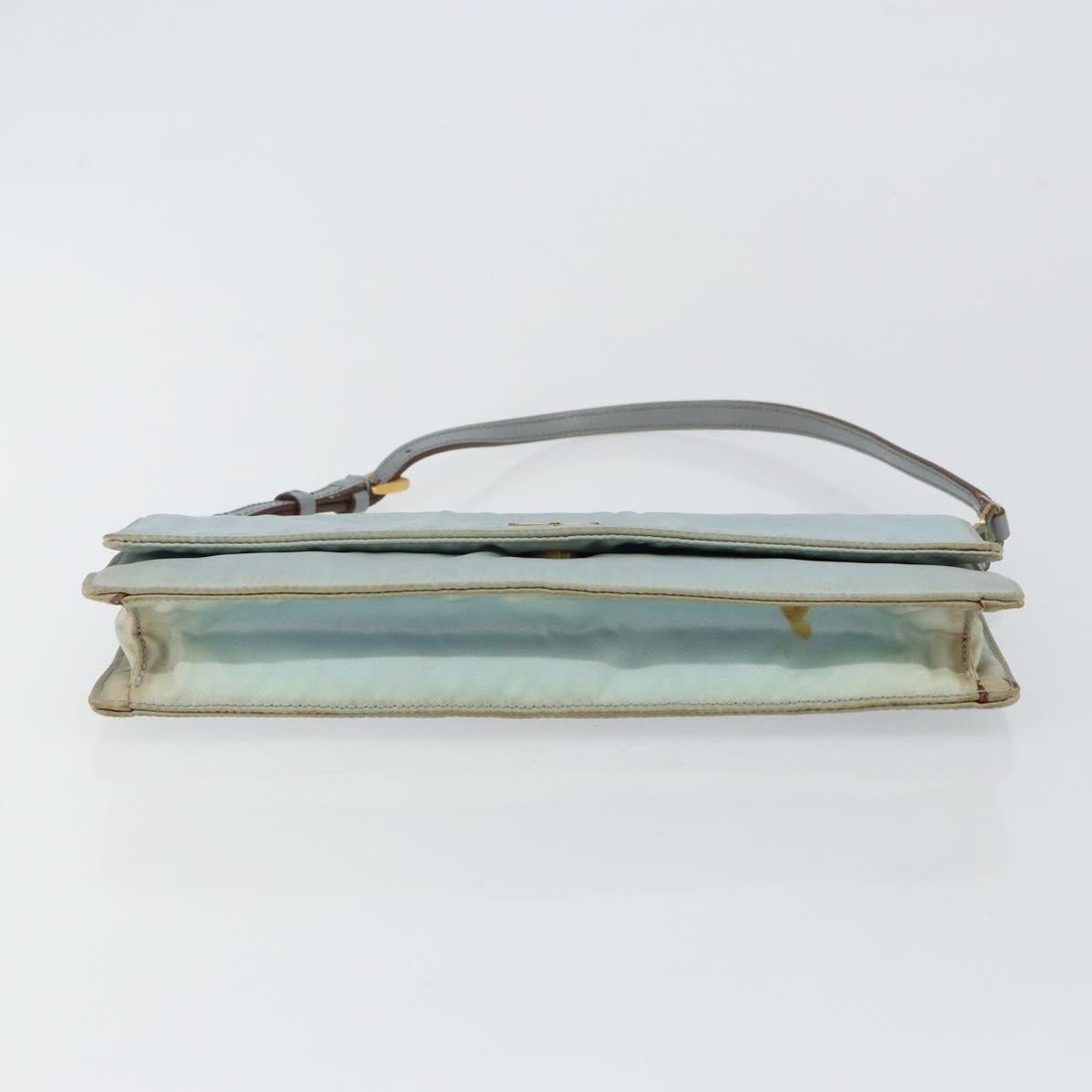 PRADA Shoulder Bag Nylon Light Blue Gold Auth 143505