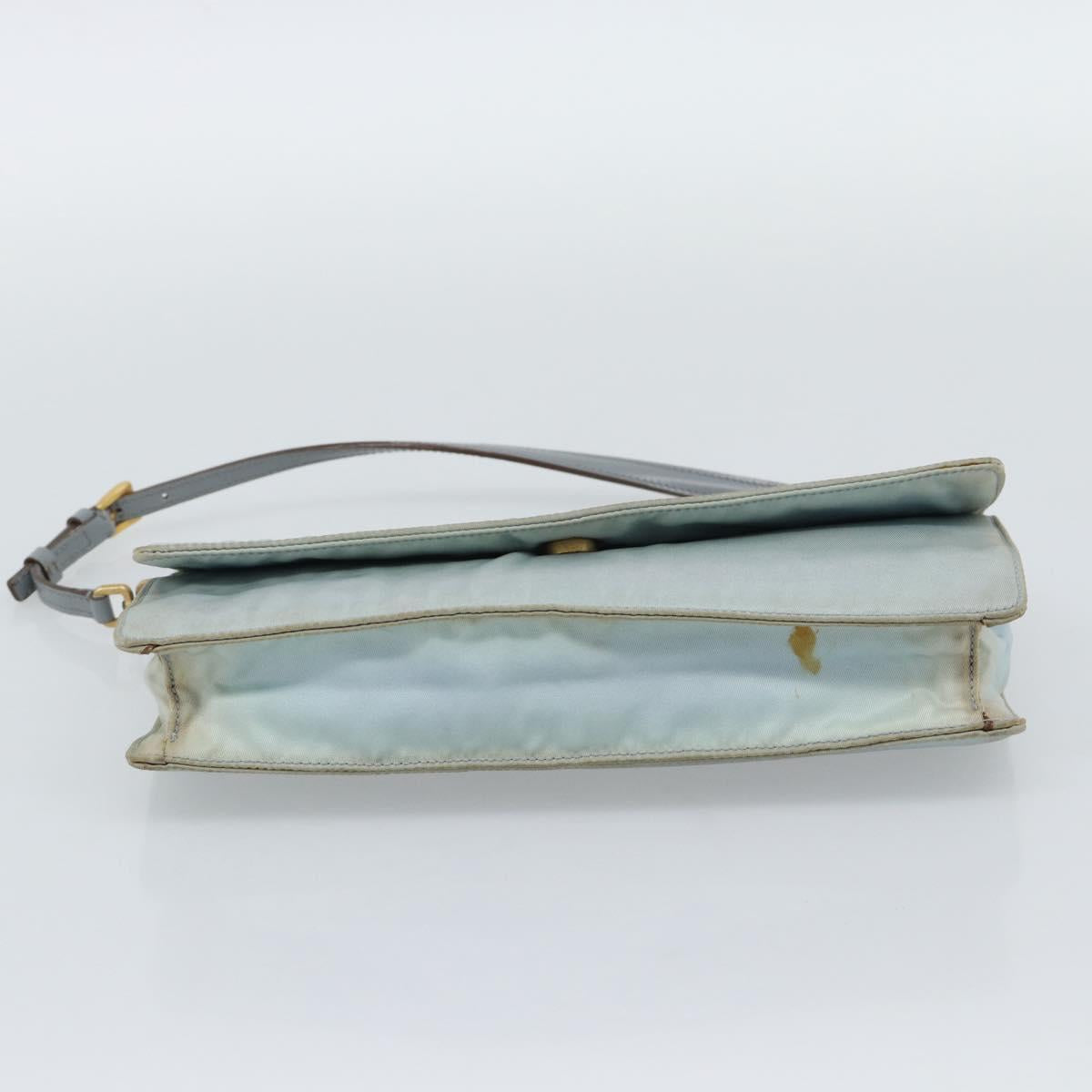 PRADA Shoulder Bag Nylon Light Blue Gold Auth 143505