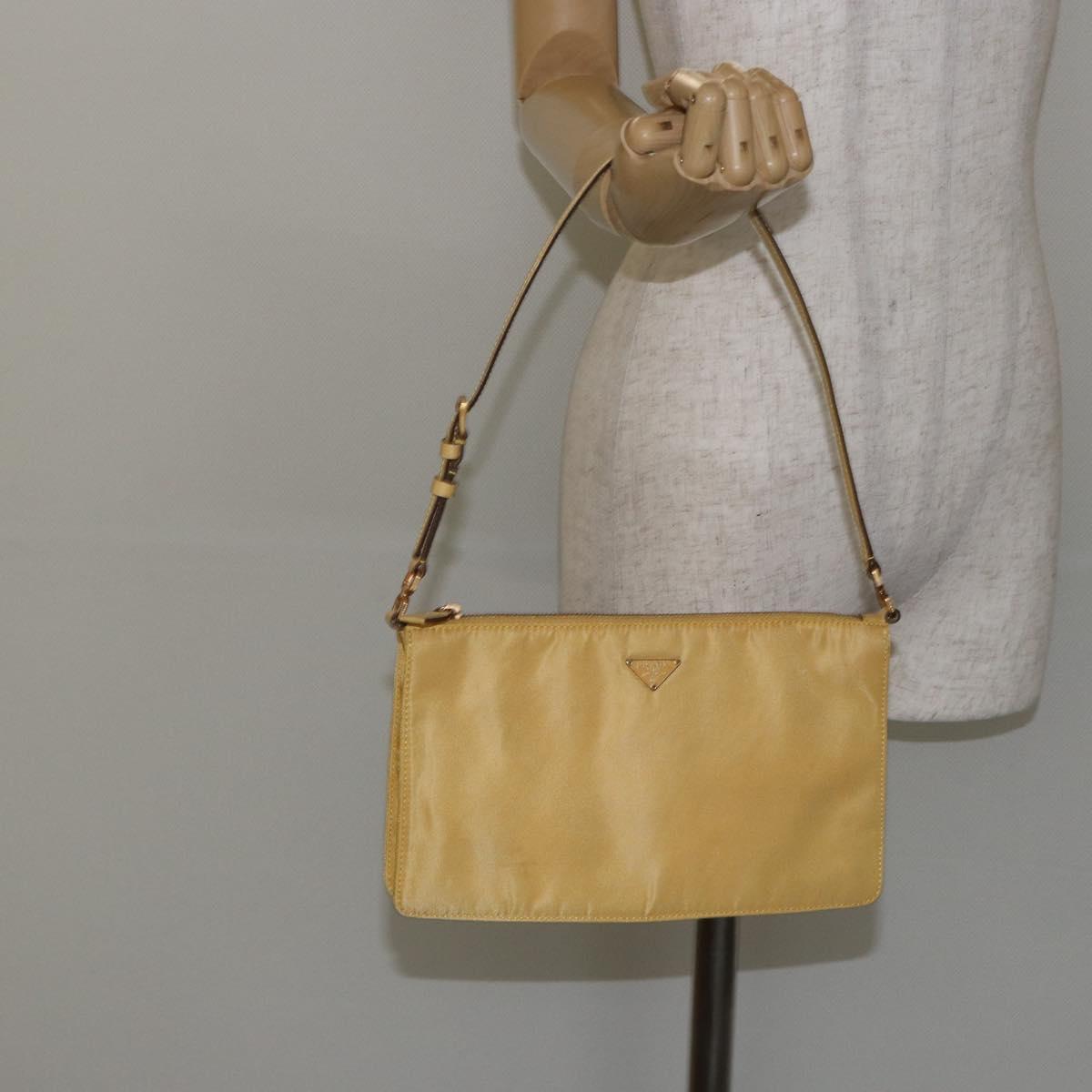 PRADA Shoulder Bag Nylon Yellow Gold Auth 143506