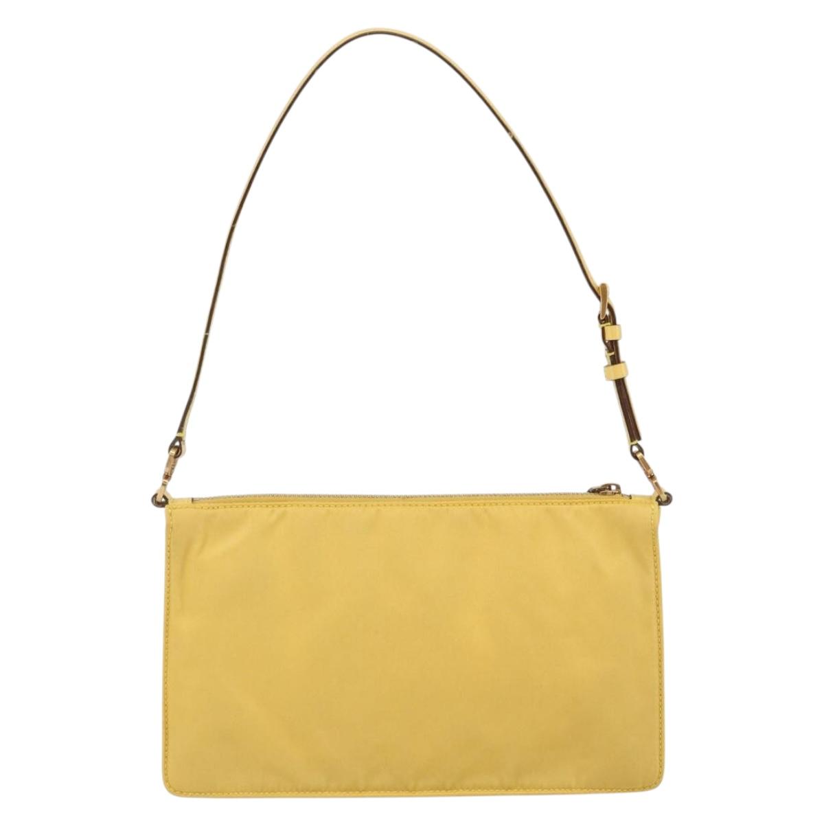PRADA Shoulder Bag Nylon Yellow Gold Auth 143506