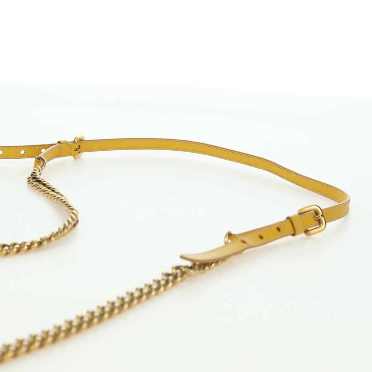 PRADA Chain Shoulder Bag Nylon Leather Yellow Gold Auth 143507