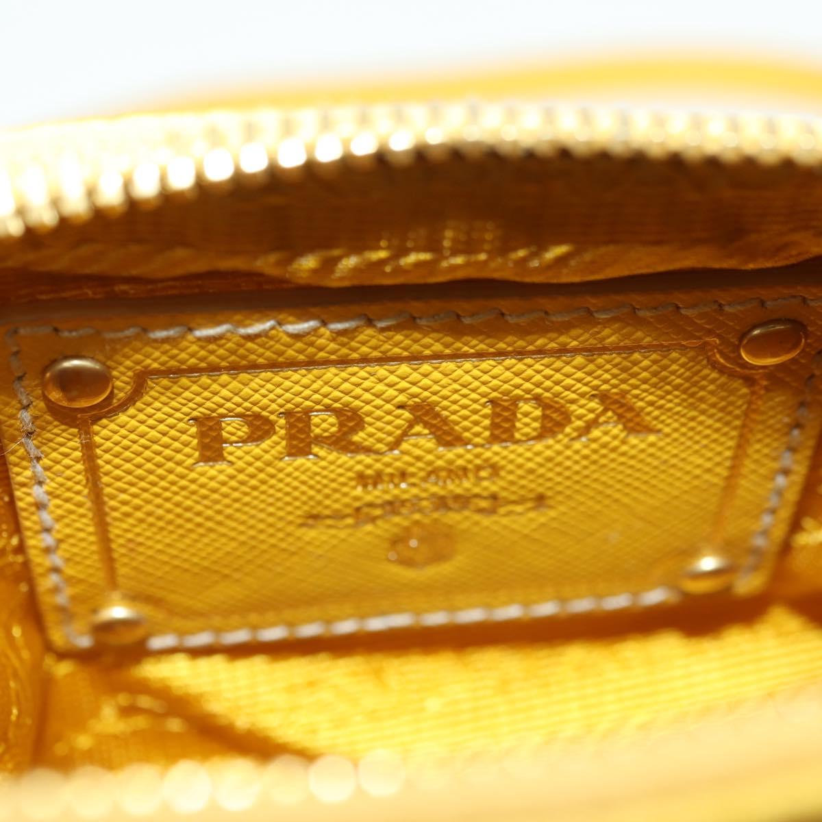 PRADA Chain Shoulder Bag Nylon Leather Yellow Gold Auth 143507