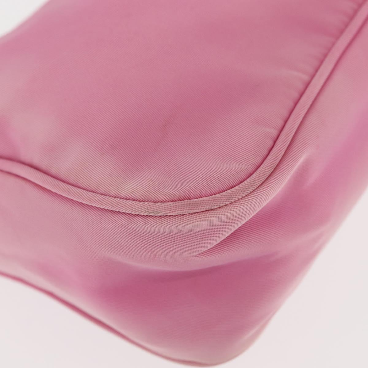 PRADA Hand Bag Nylon Pink Silver Auth 143508