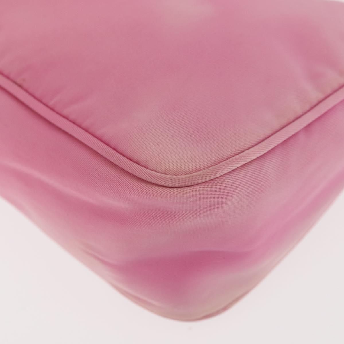 PRADA Hand Bag Nylon Pink Silver Auth 143508