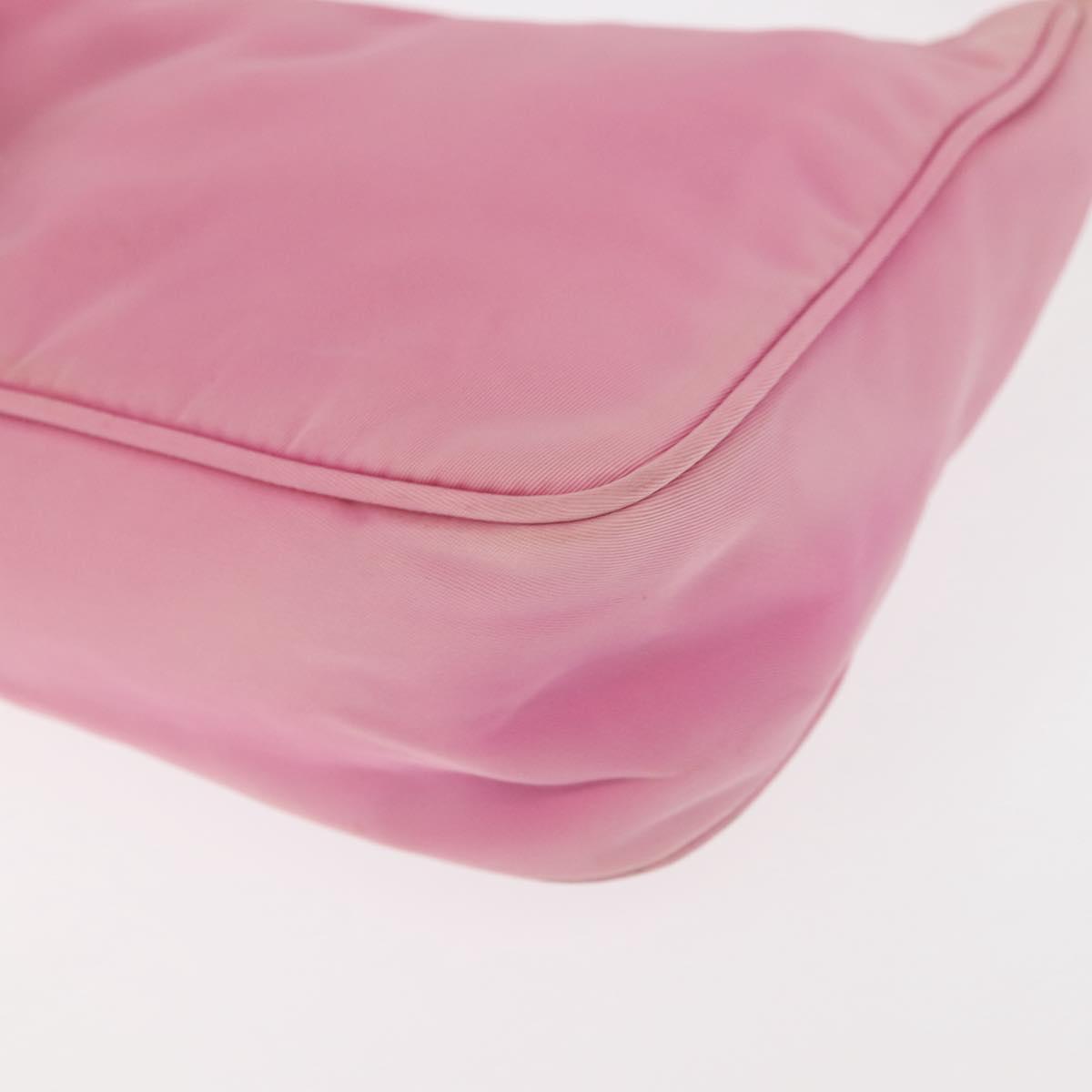 PRADA Hand Bag Nylon Pink Silver Auth 143508