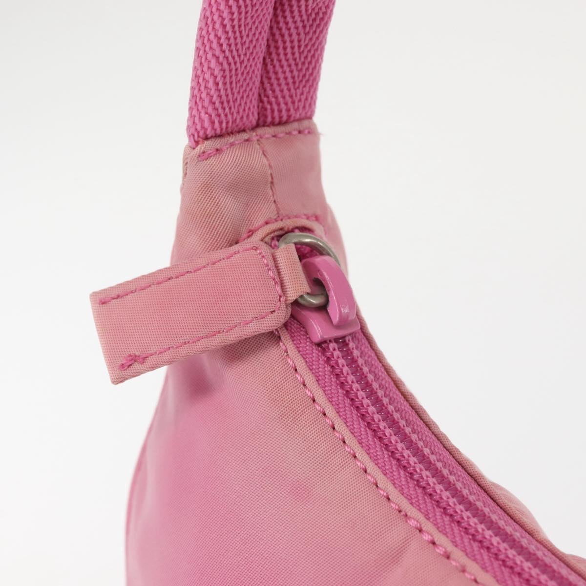 PRADA Hand Bag Nylon Pink Silver Auth 143508