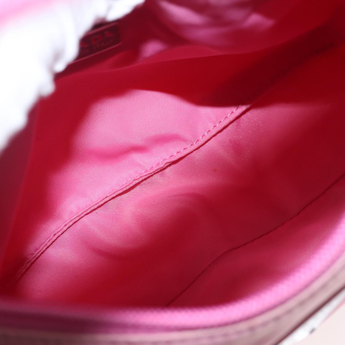 PRADA Hand Bag Nylon Pink Silver Auth 143508