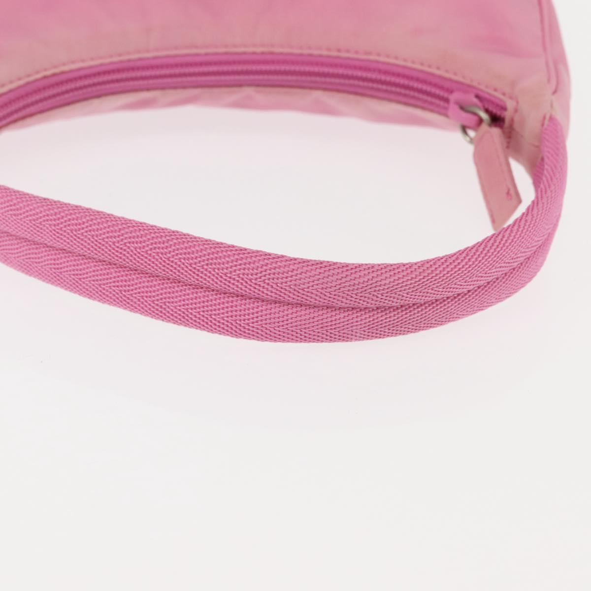 PRADA Hand Bag Nylon Pink Silver Auth 143508