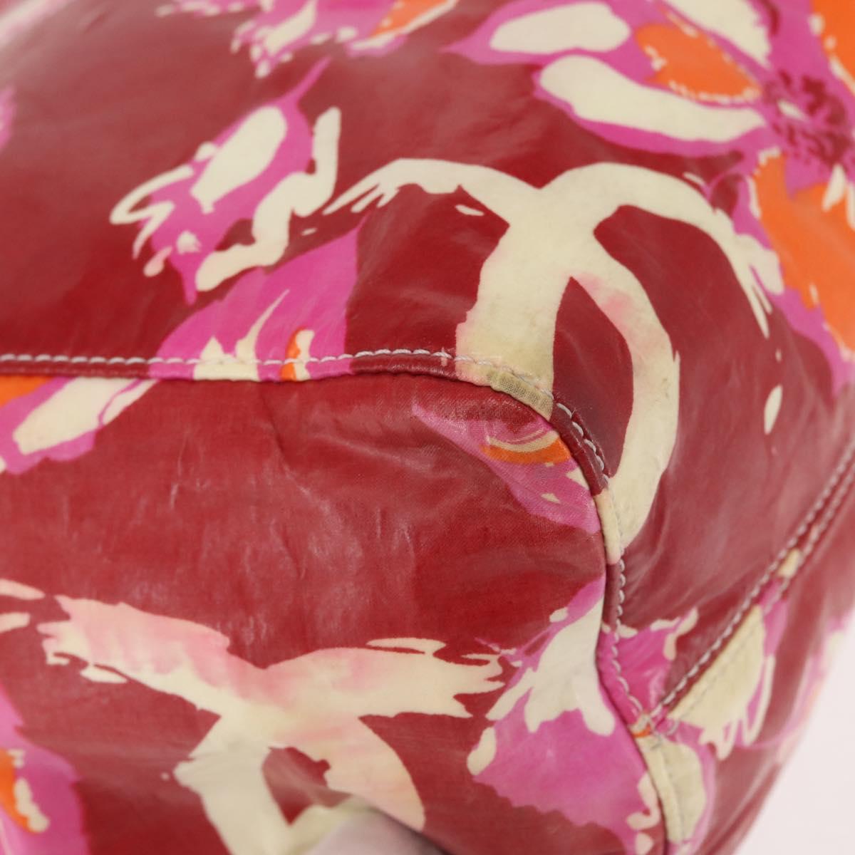 CHANEL High Summer Tote Bag Vinyl Red Silver CC Auth 143512