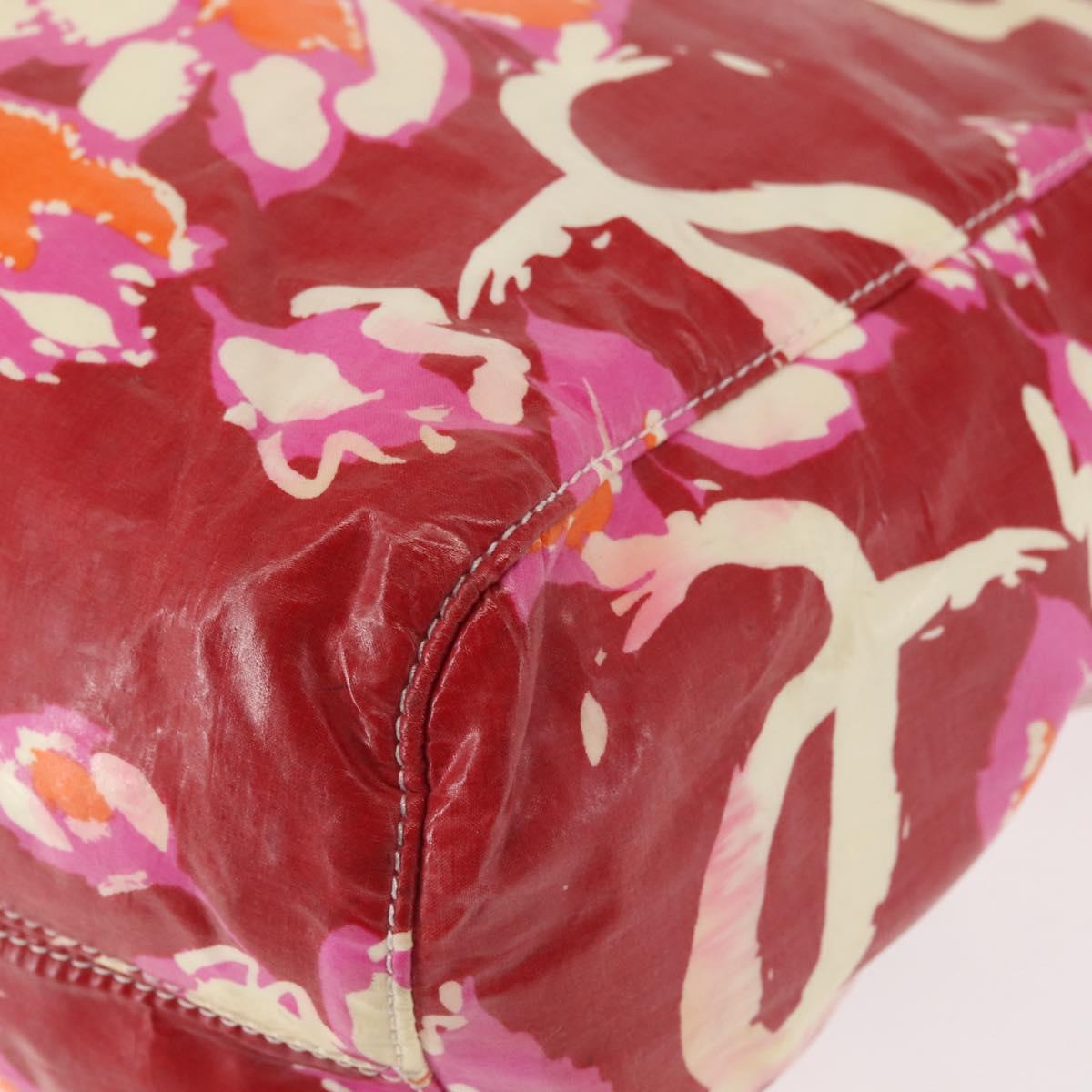 CHANEL High Summer Tote Bag Vinyl Red Silver CC Auth 143512