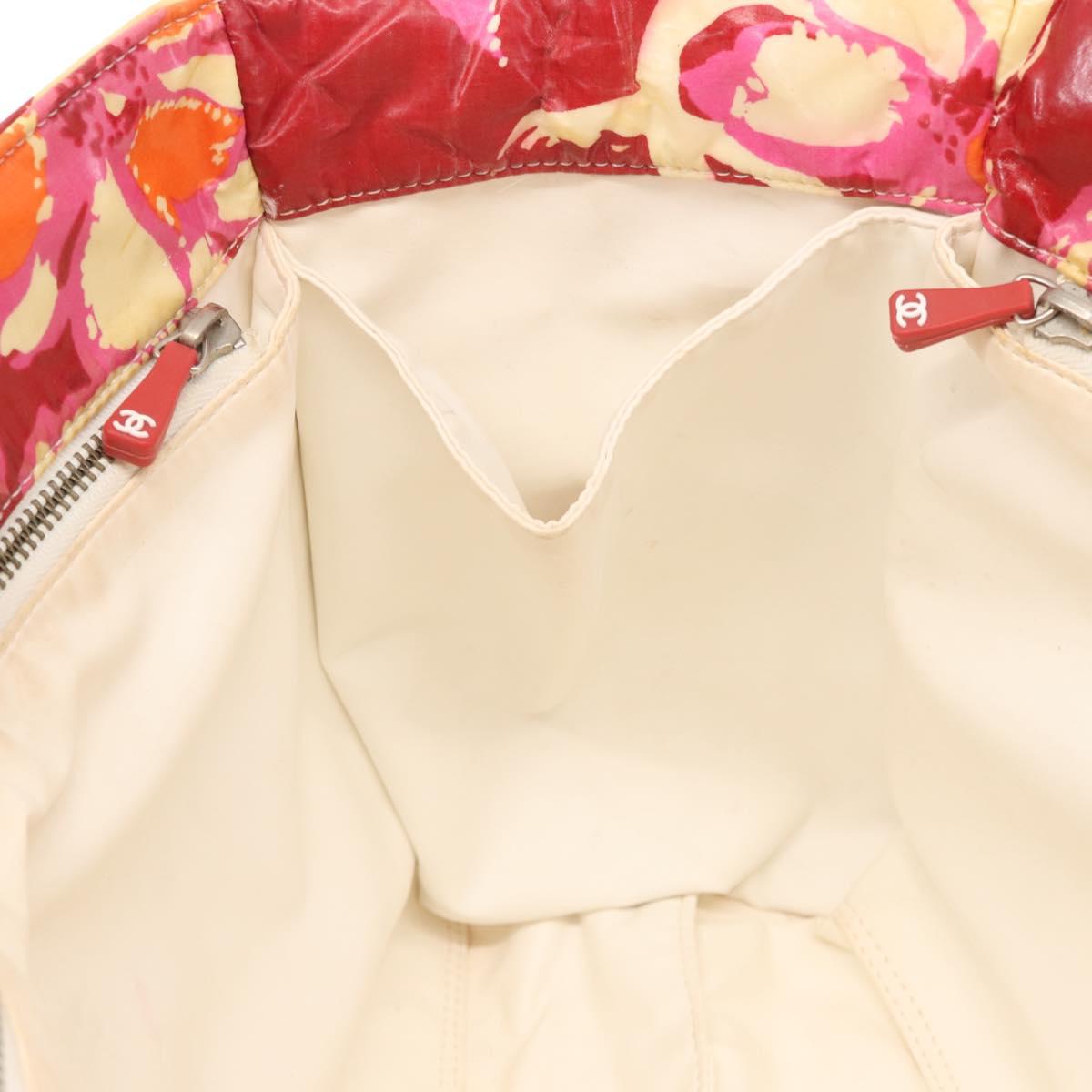 CHANEL High Summer Tote Bag Vinyl Red Silver CC Auth 143512