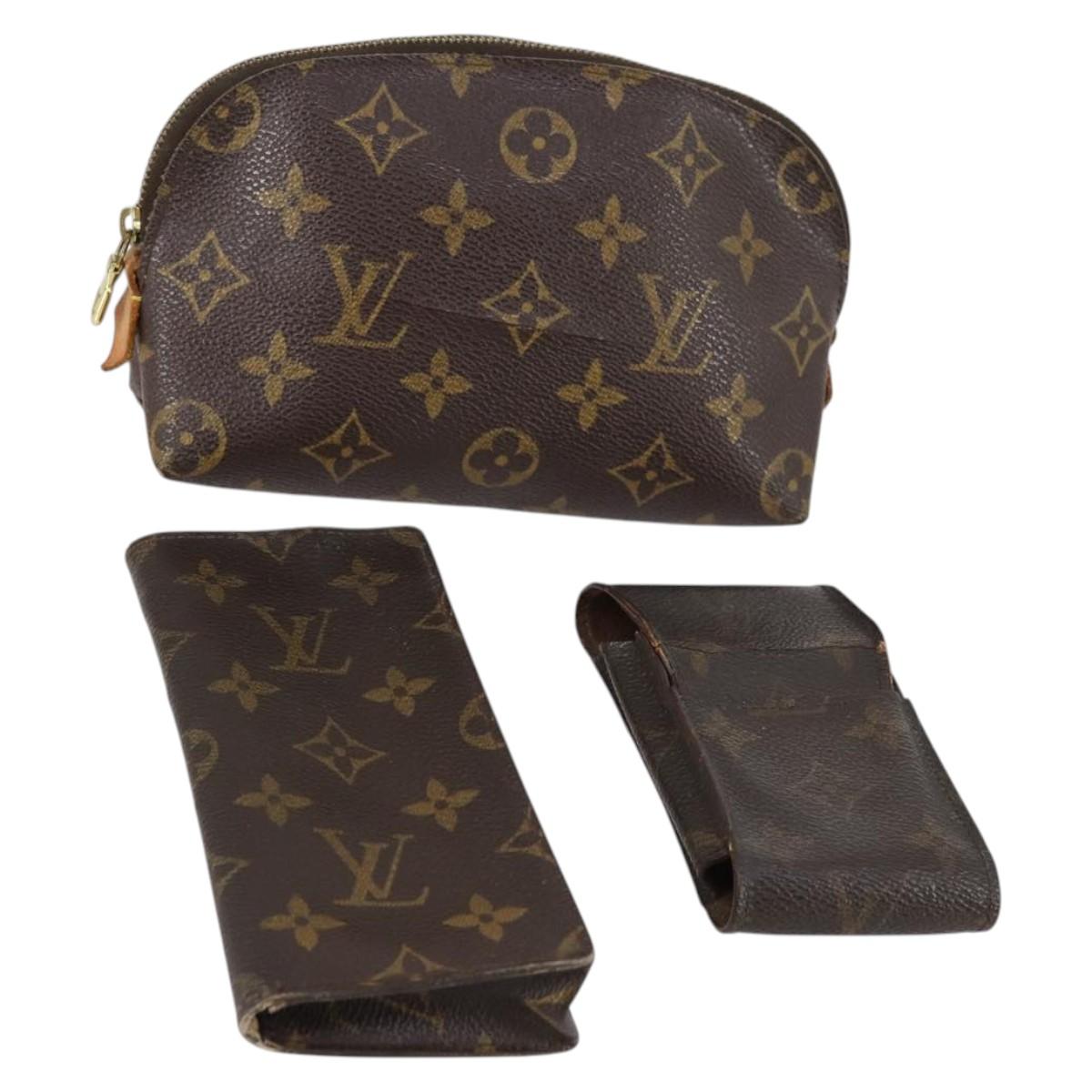 LOUIS VUITTON Monogram Pouch 3Set LV Auth 143522