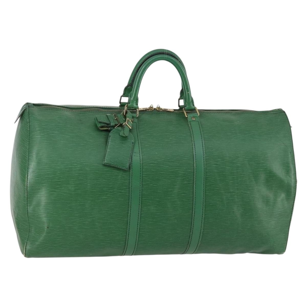 LOUIS VUITTON Epi Keepall 55 Boston Bag Green M42954 LV Auth 143563
