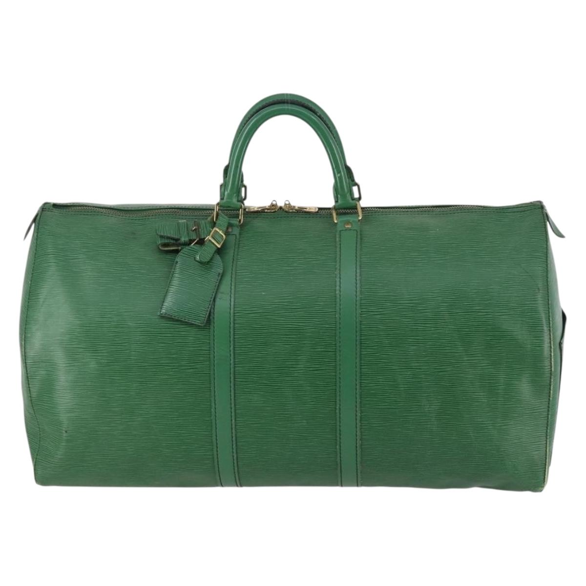 LOUIS VUITTON Epi Keepall 55 Boston Bag Green M42954 LV Auth 143563